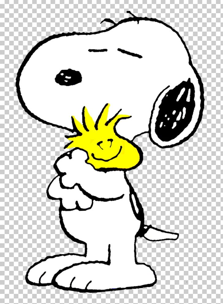 Snoopy Charlie Brown Woodstock Hug Peanuts PNG, Clipart, Area, Art, Beak, Black, Black And White Free PNG Download