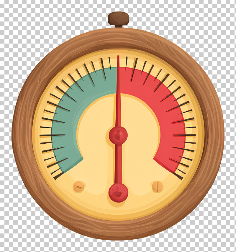 Vintage Wooden Barometer - Wooden Gauge With Colorful Dial PNG