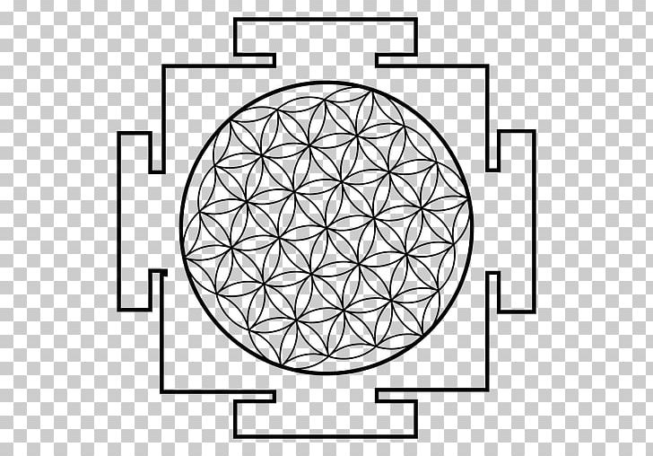 Circle Sacred Geometry Yantra Symbol PNG, Clipart, Angle, Area, Black And White, Circle, Diagram Free PNG Download