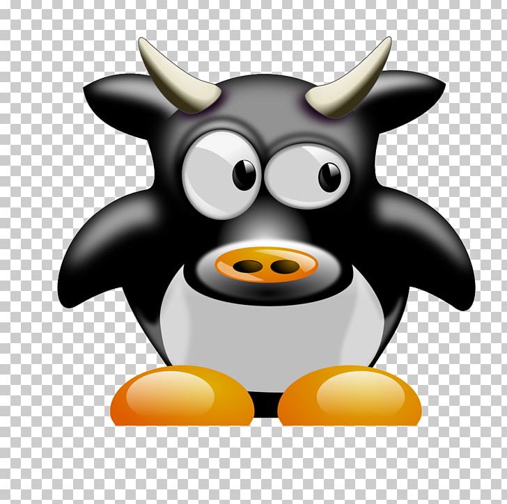 Highland Cattle Penguin Ox Bull PNG, Clipart, Animals, Bird, Black, Black And White, Bull Free PNG Download
