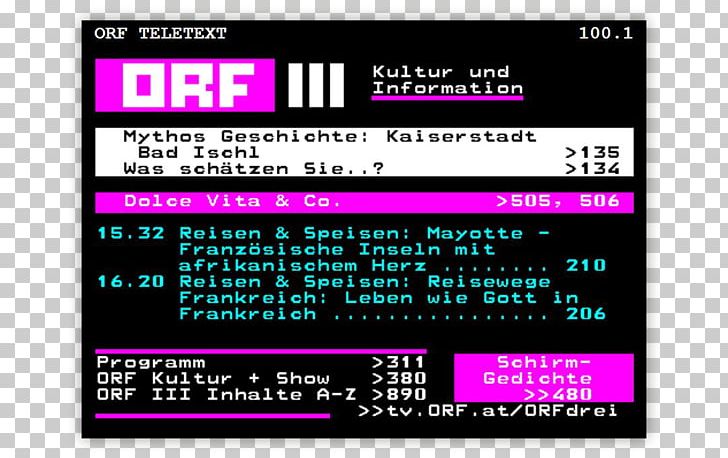 ORF Information Teletext Television PNG, Clipart, Area, Brand, Content, Display Device, Enterprise Content Management Free PNG Download