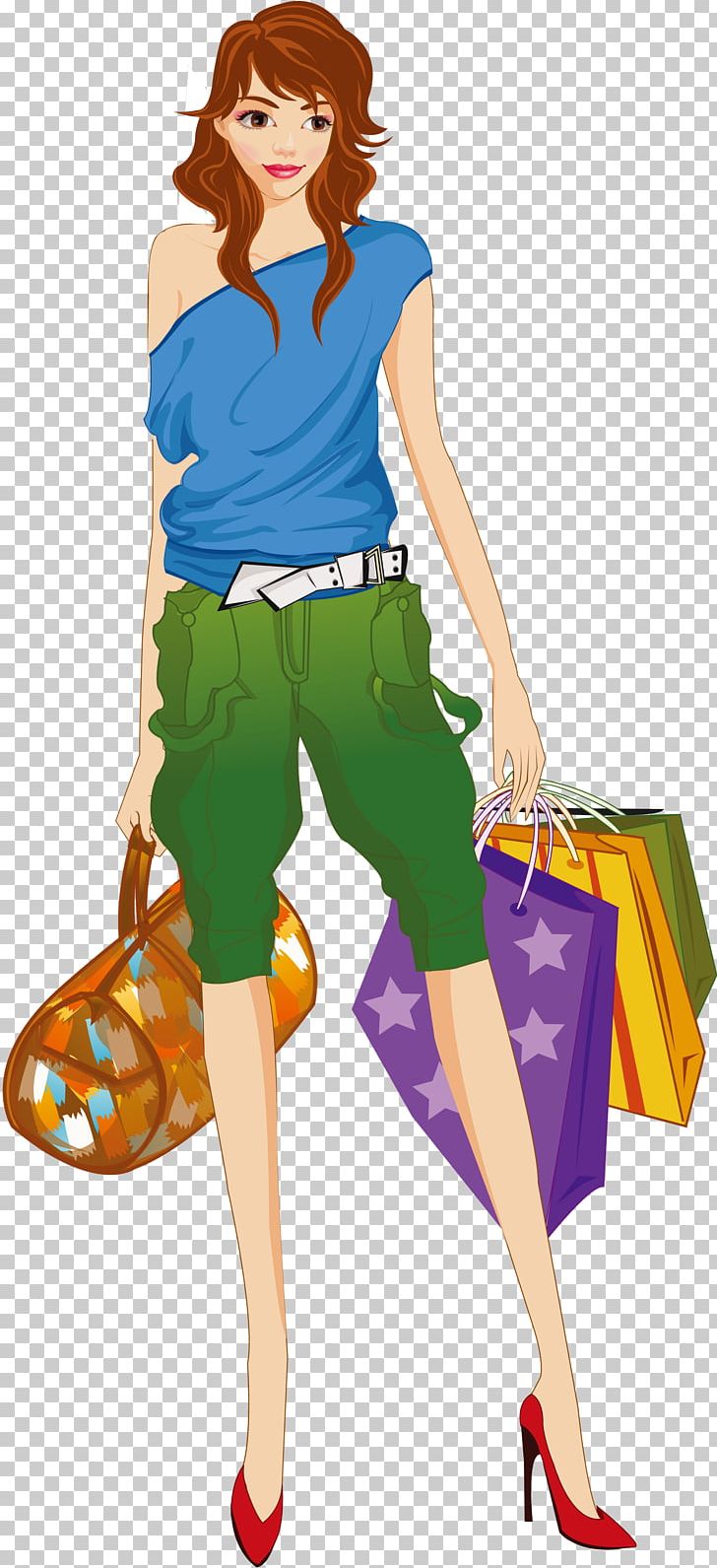 Shopping Woman PNG, Clipart, Art, Bag, Cartoon, Clothing, Costume Free PNG Download