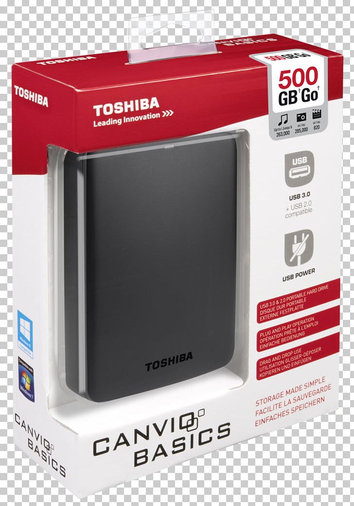 Toshiba Canvio Basics 3.0 Toshiba Canvio Ready External Hard Drive USB 3.0 2.5" 1.00 Hard Drives External Storage PNG, Clipart, Computer Data Storage, Data Storage, Ek 3, Electronic Device, Electronics Free PNG Download