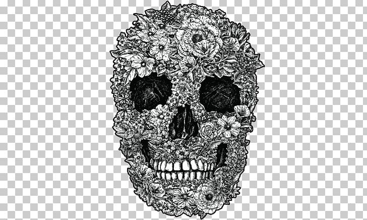 Calavera Skull Flower PNG, Clipart, Art, Bianco, Black And White, Bone, Calavera Free PNG Download