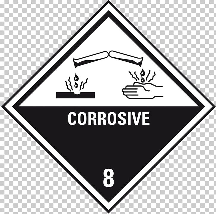 HAZMAT Class 8 Corrosive Substances Paper Dangerous Goods Placard PNG, Clipart, Adr, Angle, Area, Black And White, Brady Corporation Free PNG Download
