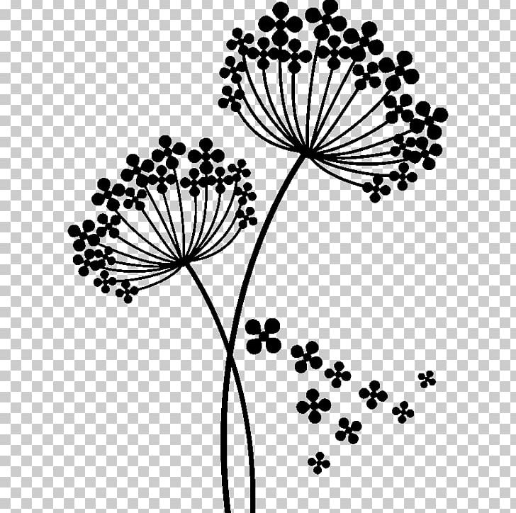 Sticker Wall Decal Pissenlit Flower PNG, Clipart, Bedroom, Black, Black And White, Branch, Chrysanthemum Free PNG Download