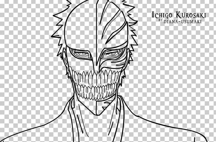 Ichigo Kurosaki Line Art Drawing Visored Sketch PNG, Clipart, Artwork, Black And White, Bleach, Bone, Cartoon Free PNG Download