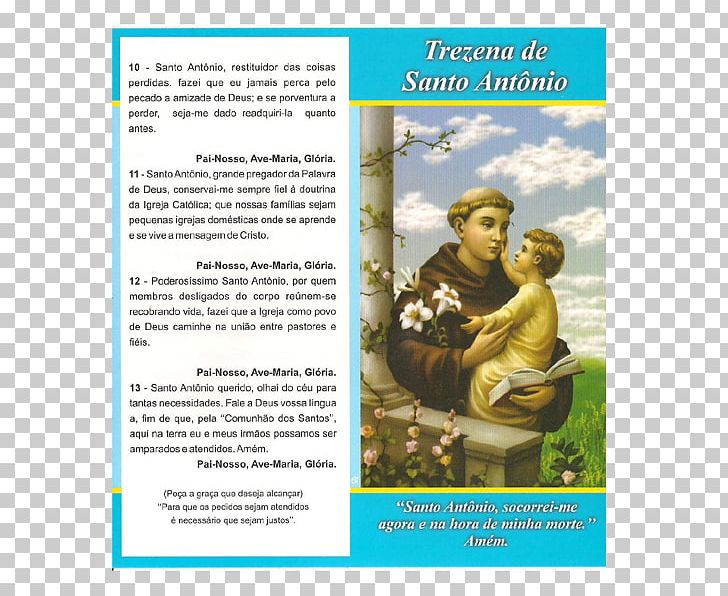 Trezena Prayer Saint Holy Card Religion PNG, Clipart, Advertising, Altar Server, Anglican Devotions, Anthony Of Padua, Brochure Free PNG Download