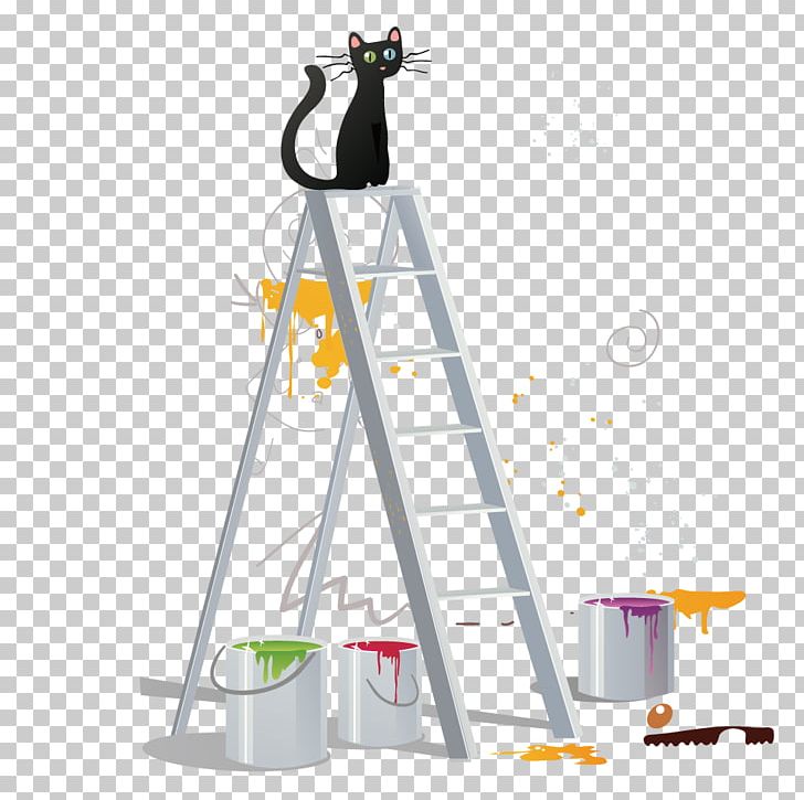 Ladder Cat Laborer PNG, Clipart, Black Cat, Bluecollar Worker, Cartoon Cat, Cat, Cat Ear Free PNG Download