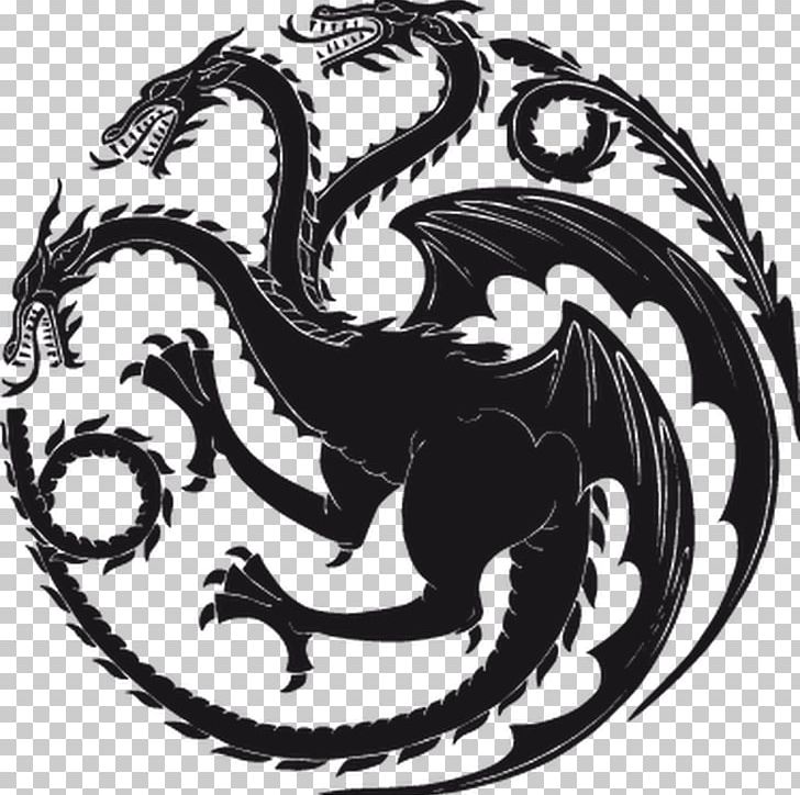 Daenerys Targaryen Tyrion Lannister Theon Greyjoy House Targaryen Sigil PNG, Clipart, Art, Black And White, Circle, Decal, Dragon Free PNG Download