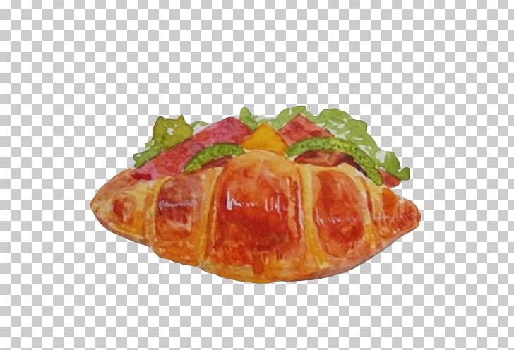 Hamburger Croissant Rou Jia Mo Breakfast Painting PNG, Clipart, Bayonne Ham, Bread, Croissant, Dish, Download Free PNG Download