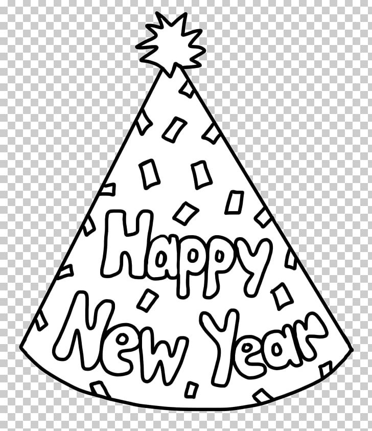 New Year's Day New Year's Eve Party Hat Coloring Book PNG, Clipart, Area, Baby New Year, Birthday, Black And White, Childrens Party Free PNG Download