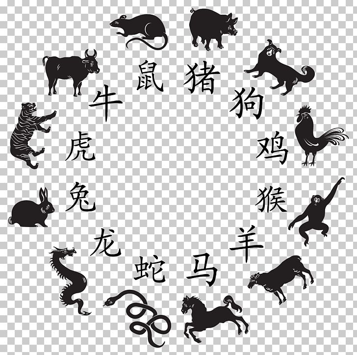 Chinese Zodiac Horoscope Chinese Astrology PNG, Clipart, Astrological Sign, Astrology, Black, Black And White, Carnivoran Free PNG Download
