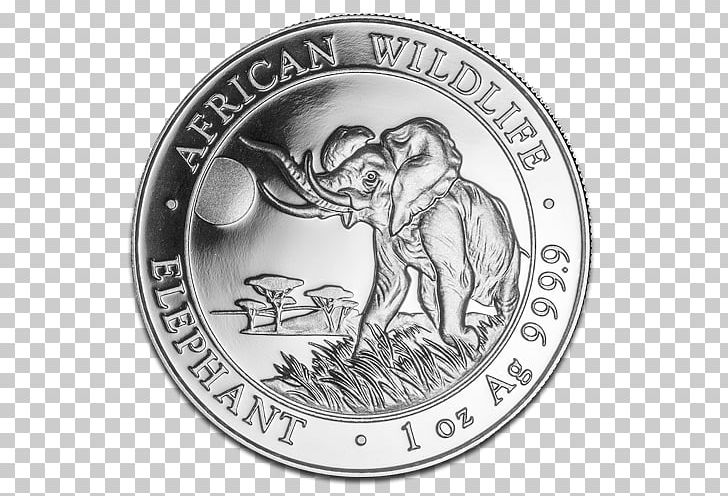 African Elephant Elephantidae Silver Coin Bullion Coin PNG, Clipart, African Elephant, Black And White, Bullion, Bullion Coin, Chinese Silver Panda Free PNG Download