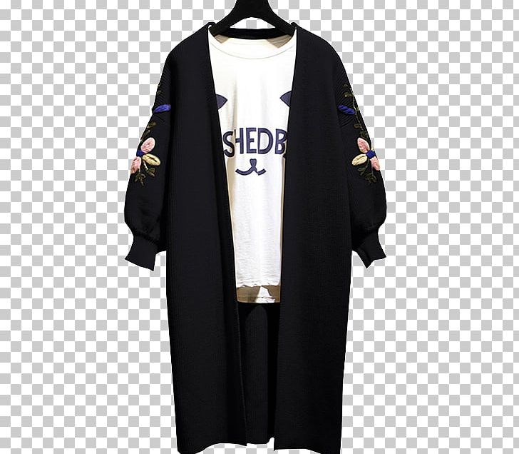 Robe Embroidery Sleeve Windbreaker Coat PNG, Clipart, Background Black, Black, Black Background, Black Board, Black Hair Free PNG Download