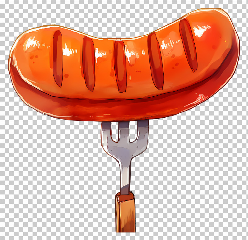 Grilled Sausage - Grilled Sausage On Fork PNG