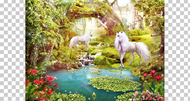 Horse Mural Unicorn Wall Decal PNG, Clipart, Aquatic Plant, Bayou, Fauna, Fictional Character, Flower Free PNG Download