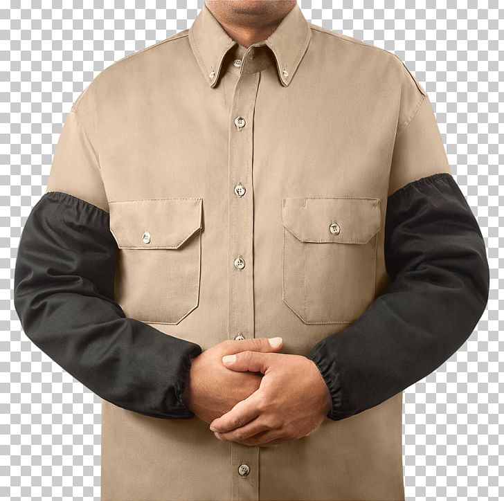 Flame Retardant Sleeve Welding Dress Shirt Glove PNG, Clipart, Arm, Beige, Button, Clothing, Collar Free PNG Download