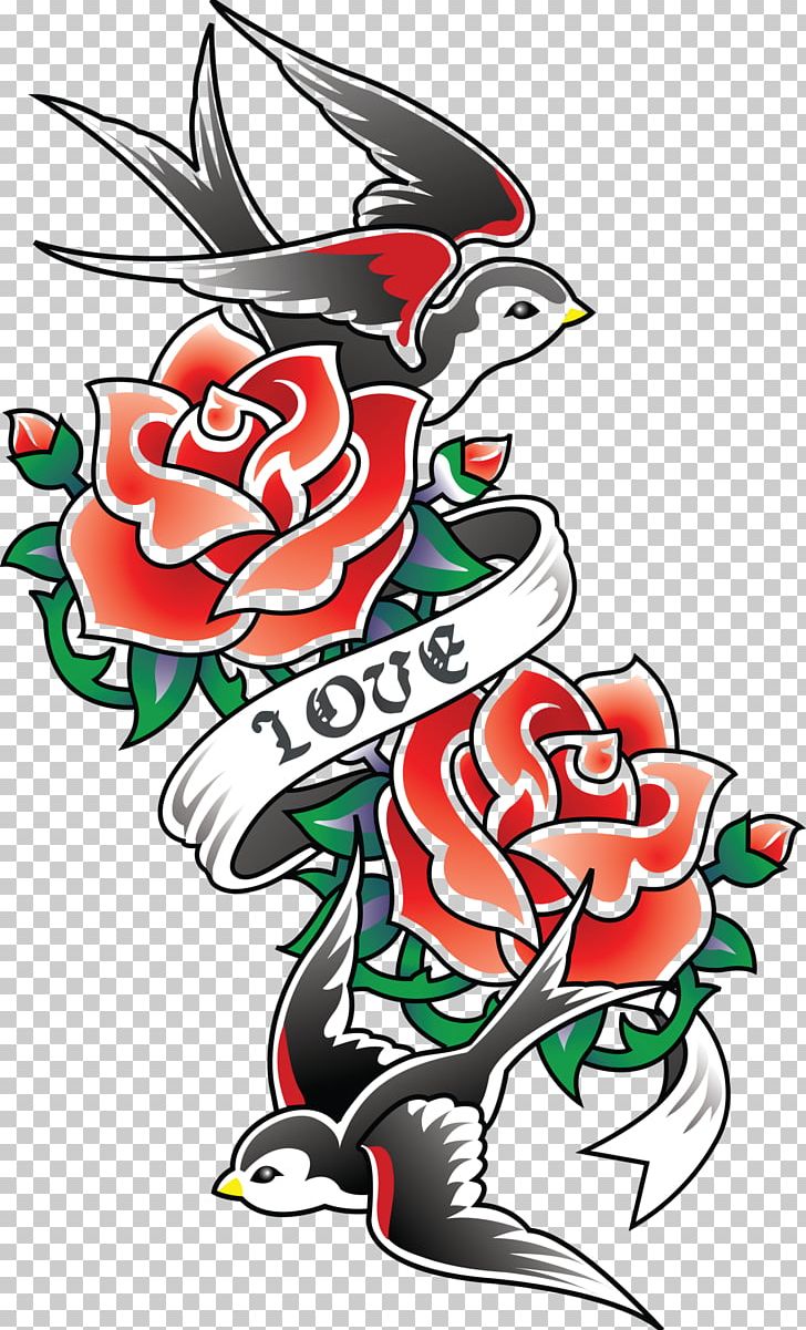 Old School (tattoo) Rose Swallow Tattoo Sleeve Tattoo PNG, Clipart, Arm Tattoo, Art, Artwork, Black Rose, Fictional Character Free PNG Download