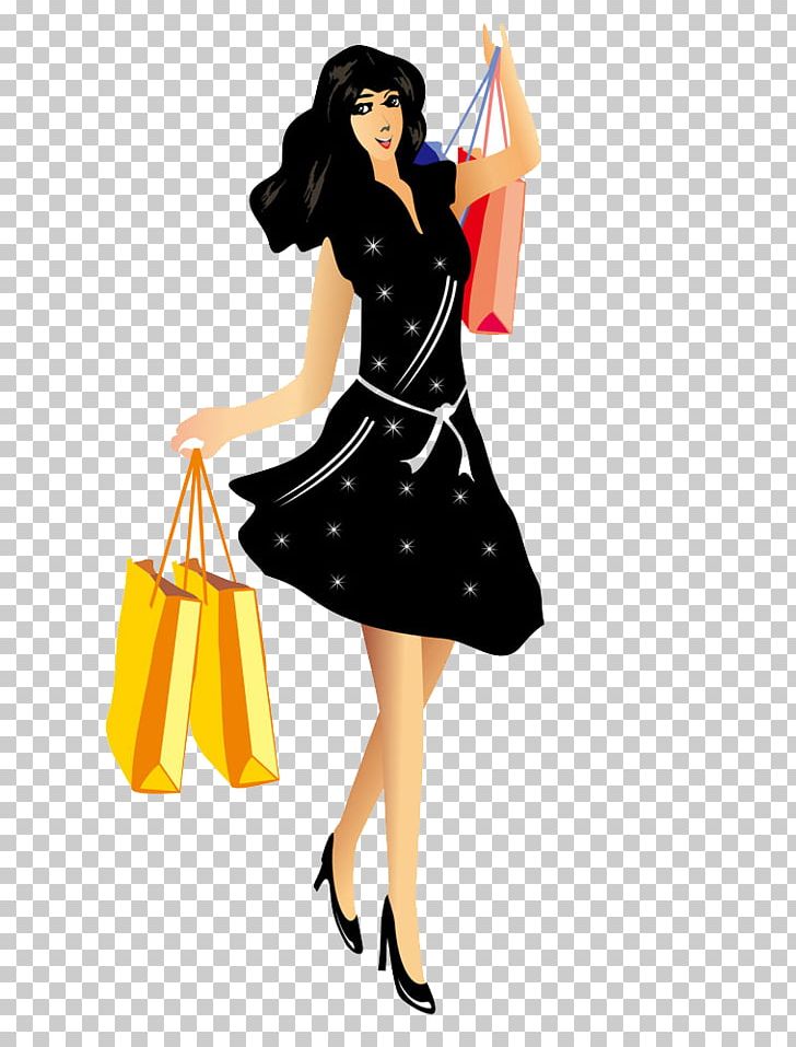 Shopping Bag Woman Illustration PNG, Clipart, Bag, Black Hair, Cartoon, Child, Clothing Free PNG Download