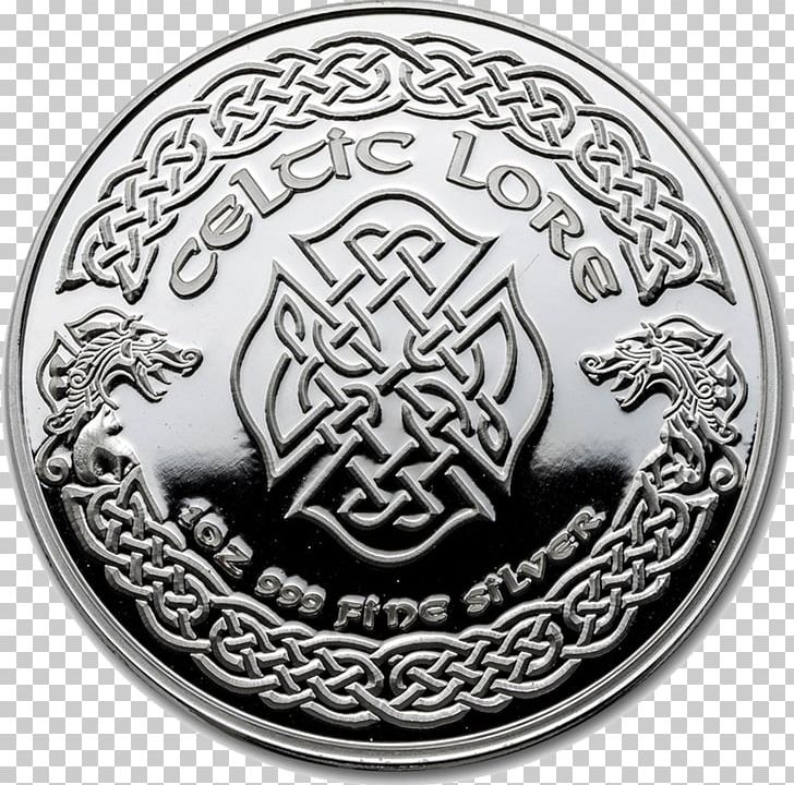 Coin Silver Ounce Fineness Obverse And Reverse PNG, Clipart, Badge, Black And White, Bullion Coin, Button, Celtic Knot Free PNG Download