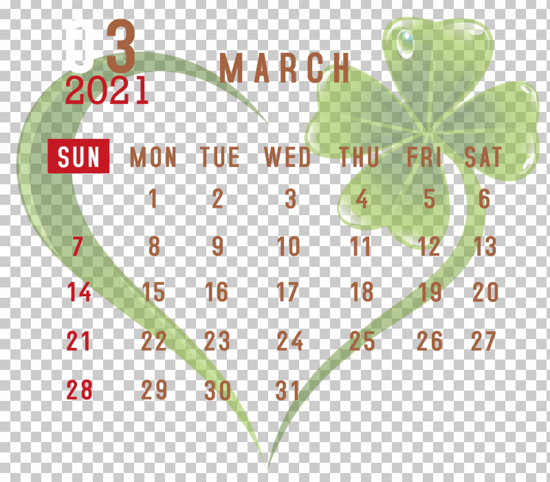 March 2021 Printable Calendar March 2021 Calendar 2021 Calendar PNG, Clipart, 2021 Calendar, Biology, Green, Leaf, M095 Free PNG Download