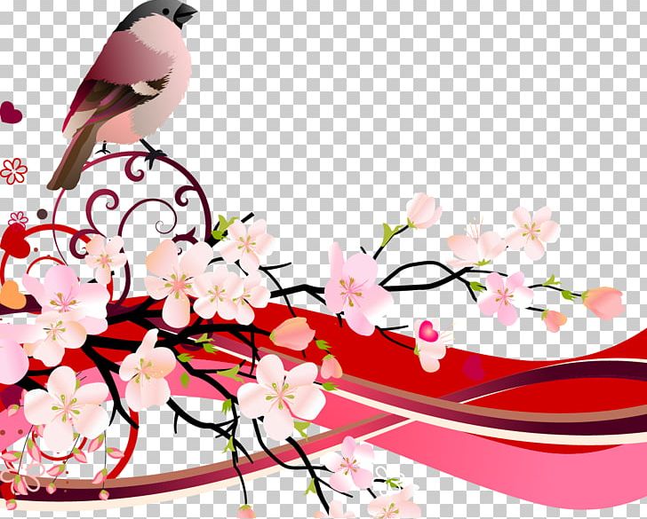 Flower Arranging Fashion Girl Branch PNG, Clipart, Bird, Branch, Computer Wallpaper, Dynamic, Encapsulated Postscript Free PNG Download
