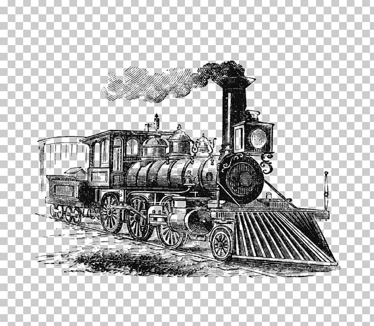 Train Rail Transport Steam Locomotive Drawing PNG, Clipart, Black And White, Drawing, Locomotive, Motor Vehicle, Railfan Free PNG Download