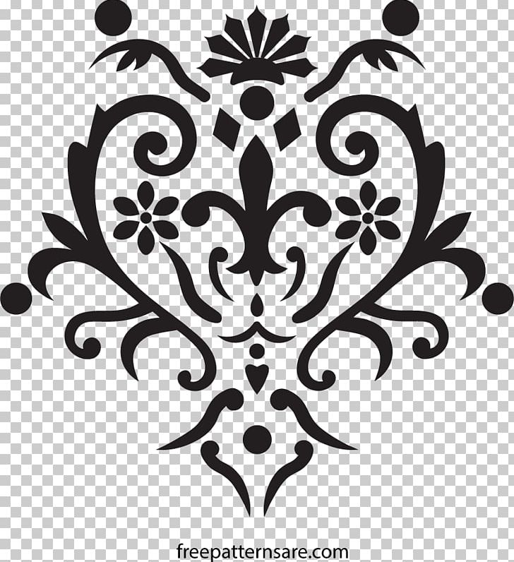 Damask Stencil Pattern PNG, Clipart, Art, Black, Black And White, Branch, Damask Free PNG Download