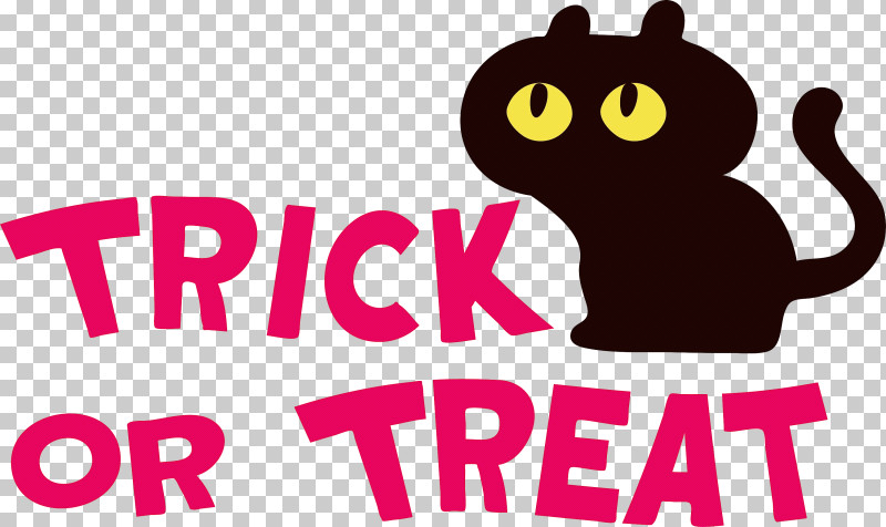 TRICK OR TREAT Halloween PNG, Clipart, Behavior, Cartoon, Cat, Catlike, Halloween Free PNG Download