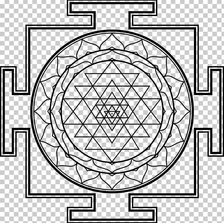 Sri Yantra Ganesha Symbol PNG, Clipart, Area, Black And White, Buddhist, Chakra, Circle Free PNG Download
