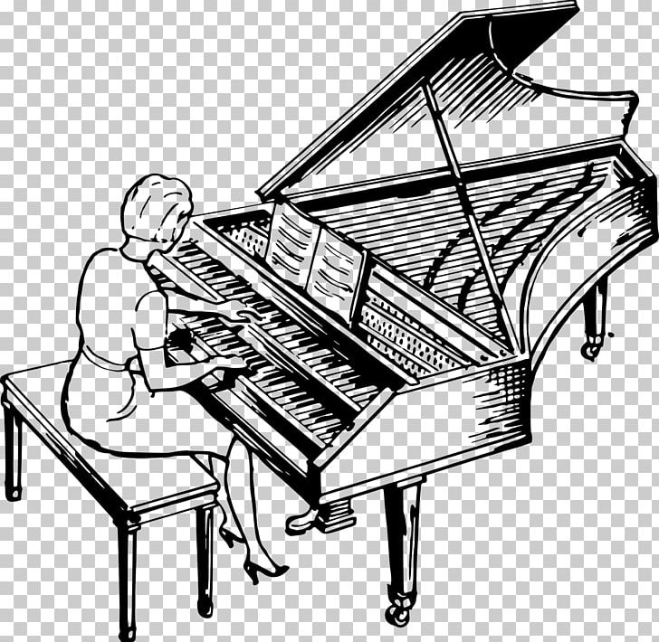 Harpsichord Musical Instruments PNG, Clipart, Angle, Black And White, Digital Piano, Drawing, Fortepiano Free PNG Download