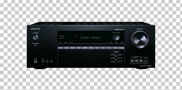 Home Theater Systems AV Receiver Dolby Atmos Onkyo TX-SR444 PNG, Clipart, 51 Surround Sound, 71 Surround Sound, Audio, Audio Equipment, Black Free PNG Download