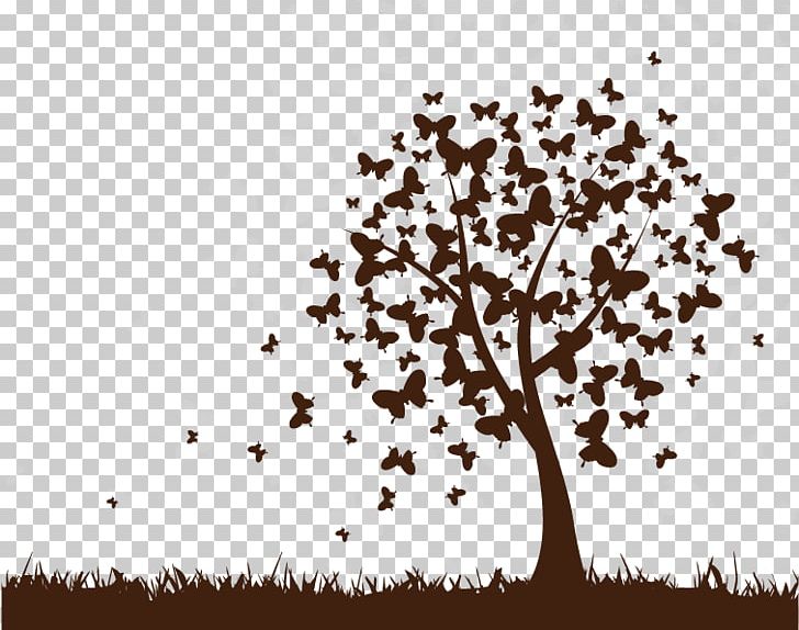 Butterfly Tree Wall Decal PNG, Clipart, Animals, Bir, Branch, Butterfly, Butterfly Vector Free PNG Download