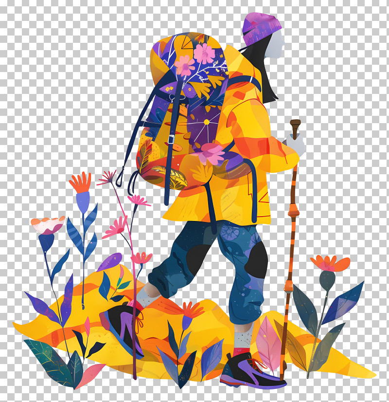 Abstract Hiker - Colorful Hiker In Nature PNG