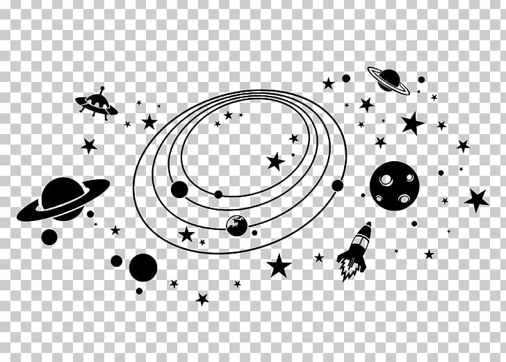 Wall Decal Planetary System Outer Space Astronaut PNG, Clipart, Black