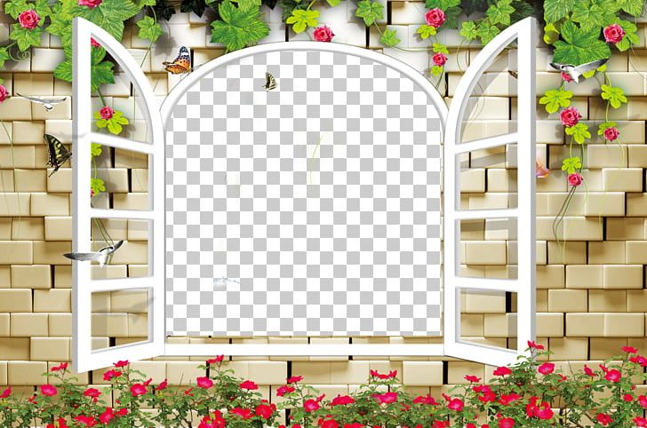 Window Paper Wall Painting PNG, Clipart, Brick Wall, Butterfly, Flower, Flower Bouquet, Flower Pattern Free PNG Download