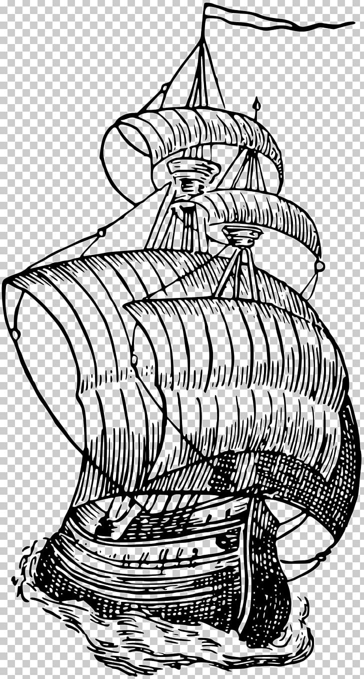 Sailing Ship PNG, Clipart, Artwork, Black And White, Boat, Caravel, Carrack Free PNG Download