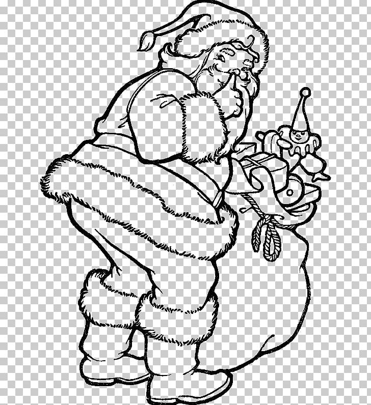 Santa Claus Line Art Drawing PNG, Clipart, Arm, Art, Black And White, Cartoon, Christmas Free PNG Download