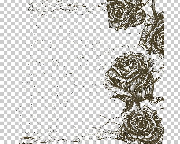 black and white roses clipart border