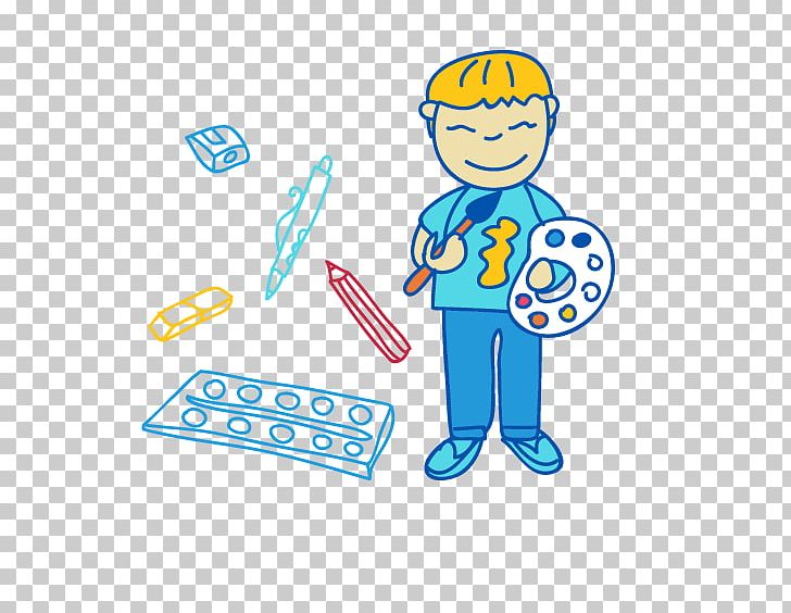 Cartoon Painting Estudante PNG, Clipart, Area, Baby Boy, Banner, Blue, Boy Free PNG Download