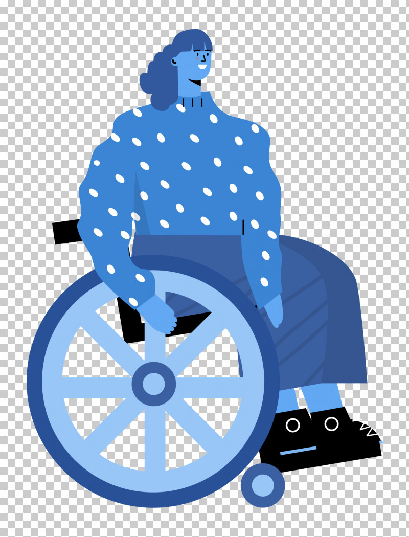 Sitting On Wheelchair Woman Lady PNG, Clipart, Behavior, Cartoon, Electric Blue M, Human, Lady Free PNG Download