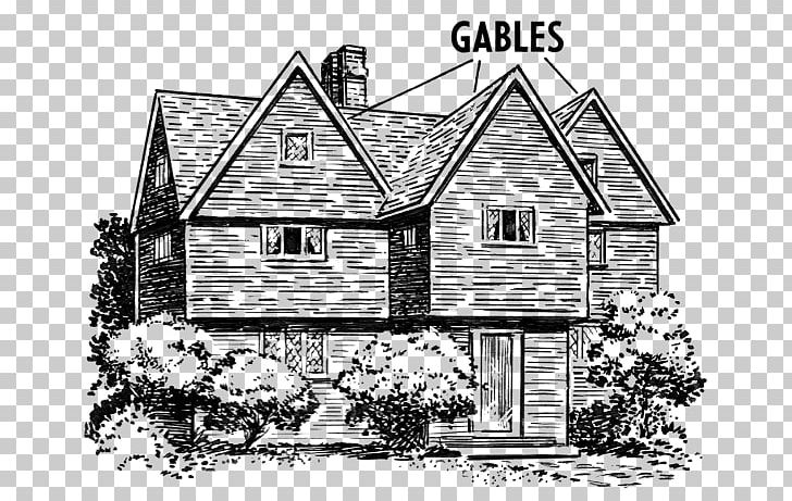 Gable Roof PNG, Clipart, Architecture, Black And White, Building, Cottage, Drawing Free PNG Download