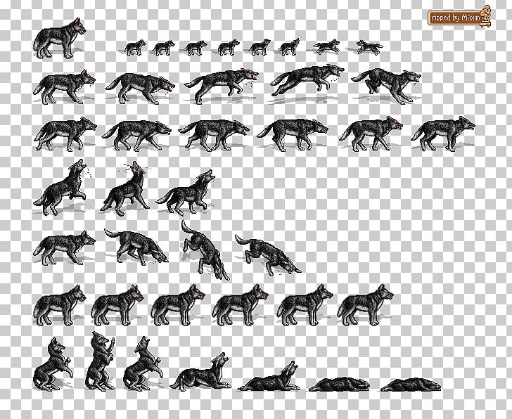 RPG Maker 2000 Sprite Gray Wolf PlayStation PNG, Clipart, 2d Computer Graphics, Animal Migration, Animation, Black And White, Carnivoran Free PNG Download