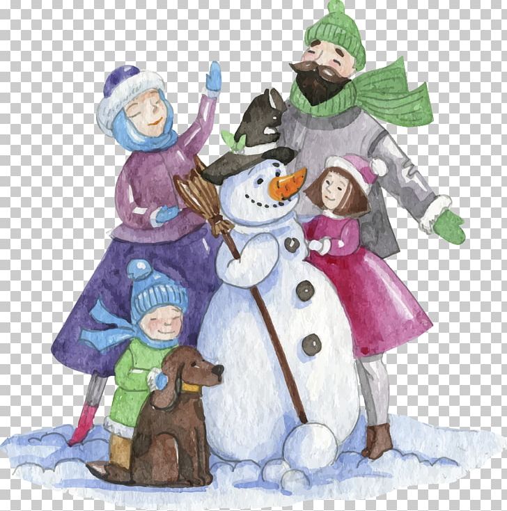 Watercolor Snowman And A Four PNG, Clipart, Color, Dog, Drawing Snowman, Encapsulated Postscript, Family Free PNG Download