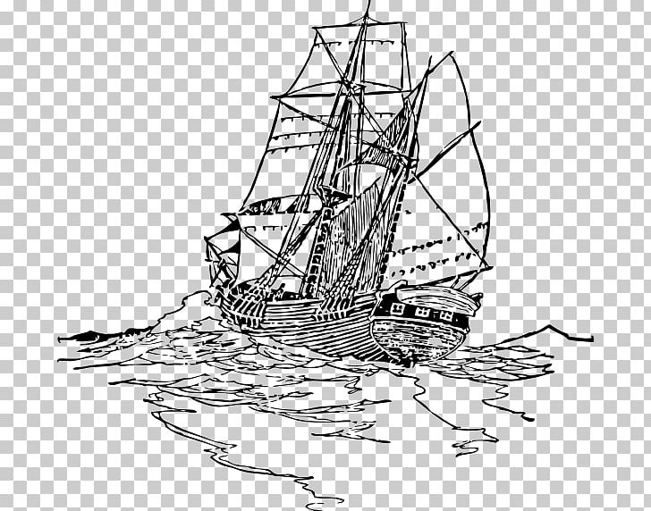 Sailing Ship Boat Ketch PNG, Clipart, Artwork, Baltimore Clipper, Barque, Black And White, Boat Free PNG Download