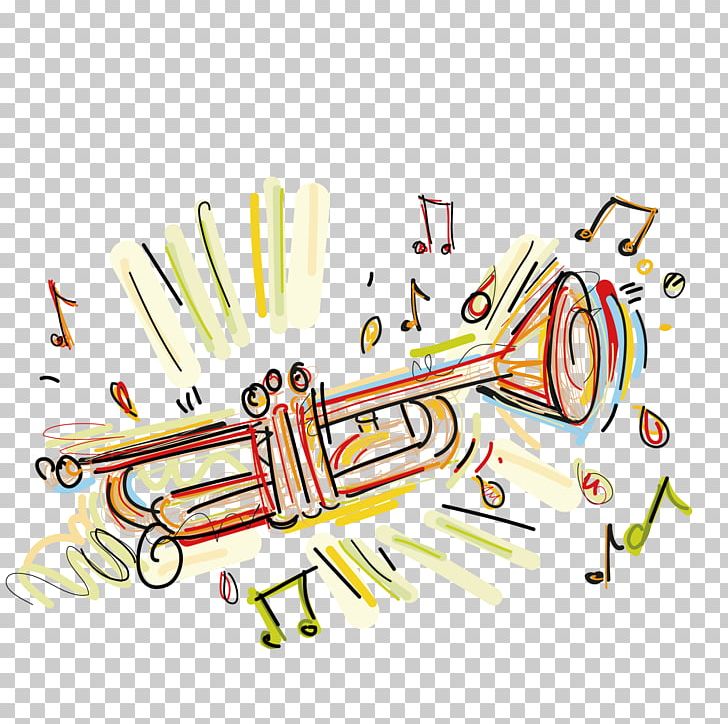 Trumpet Drawing Music Guitar PNG, Clipart, Angle, Area, Colorful Background, Coloring, Color Pencil Free PNG Download