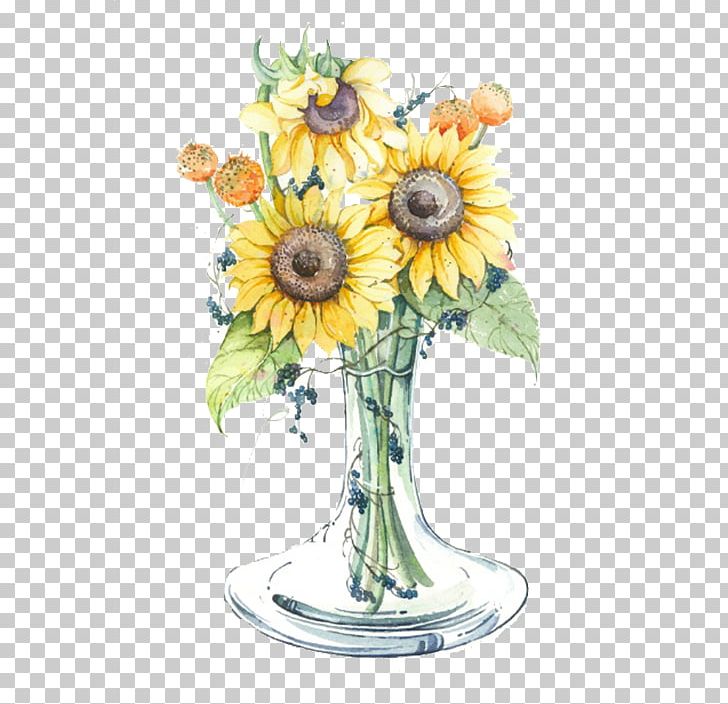 Common Sunflower Yellow Vase PNG, Clipart, Artificial Flower, Bottles, Color, Cut Flowers, Daisy Family Free PNG Download