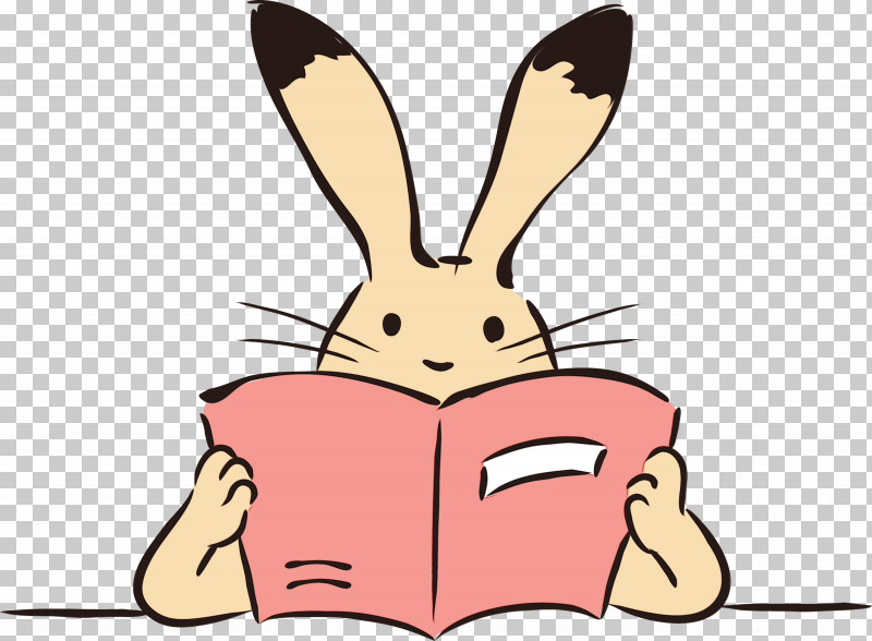 Hares Snout Whiskers Cartoon Tail PNG, Clipart, Book, Cartoon, Paint, Rabbit, Reading Free PNG Download