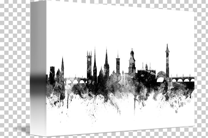 Shrewsbury Skyline Art Canvas Watercolor Painting PNG, Clipart, Art, Black And White, Canvas, Canvas Print, Cityscape Free PNG Download